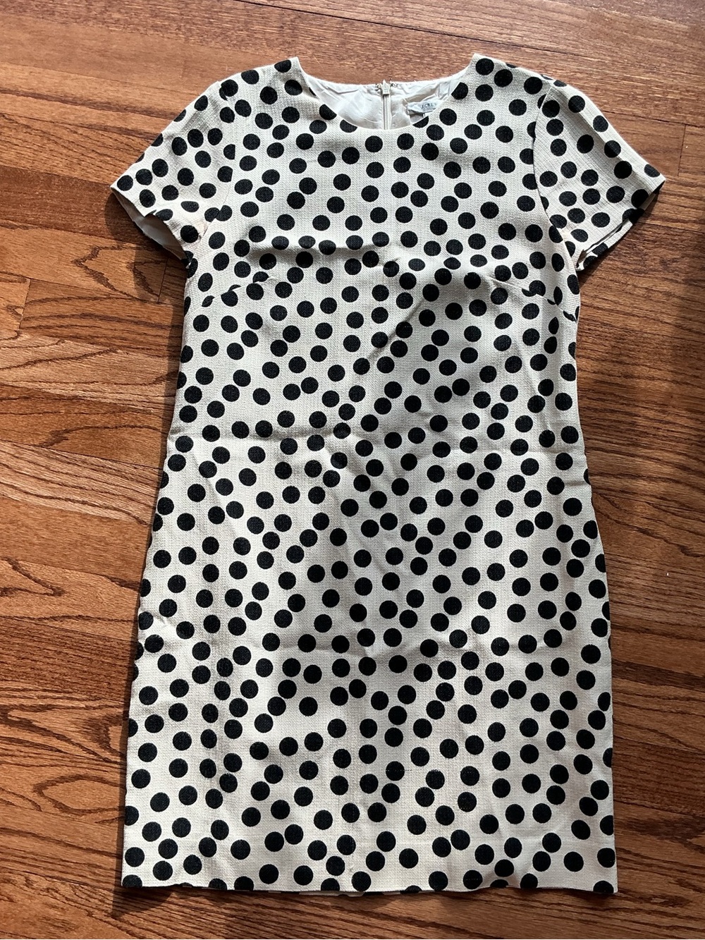 J. Crew Black & White Polka Dot Short Sleeve Sheath Dress